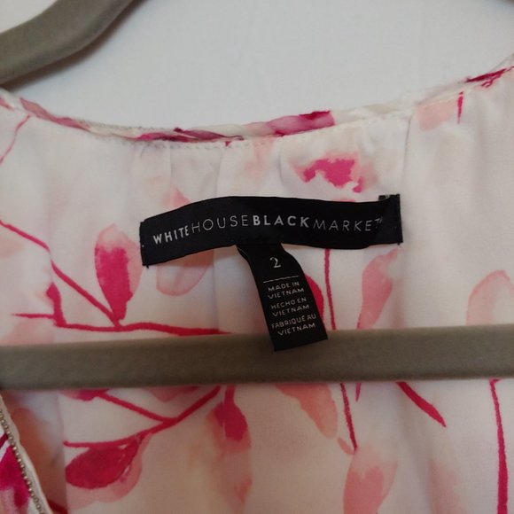 White House Black Market pink and white floral flowy top size 2 - Picture 3 of 8